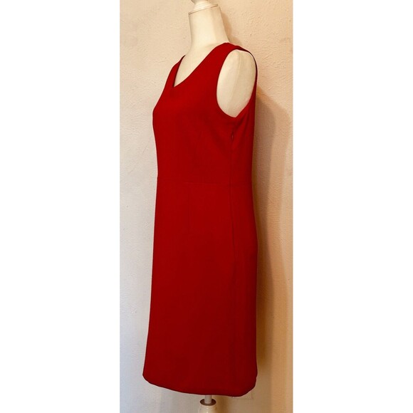 Talbots Women Size 6 Sleeveless Sheath V-Neck Red Dress Back Keyhole Formal - Picture 3 of 11